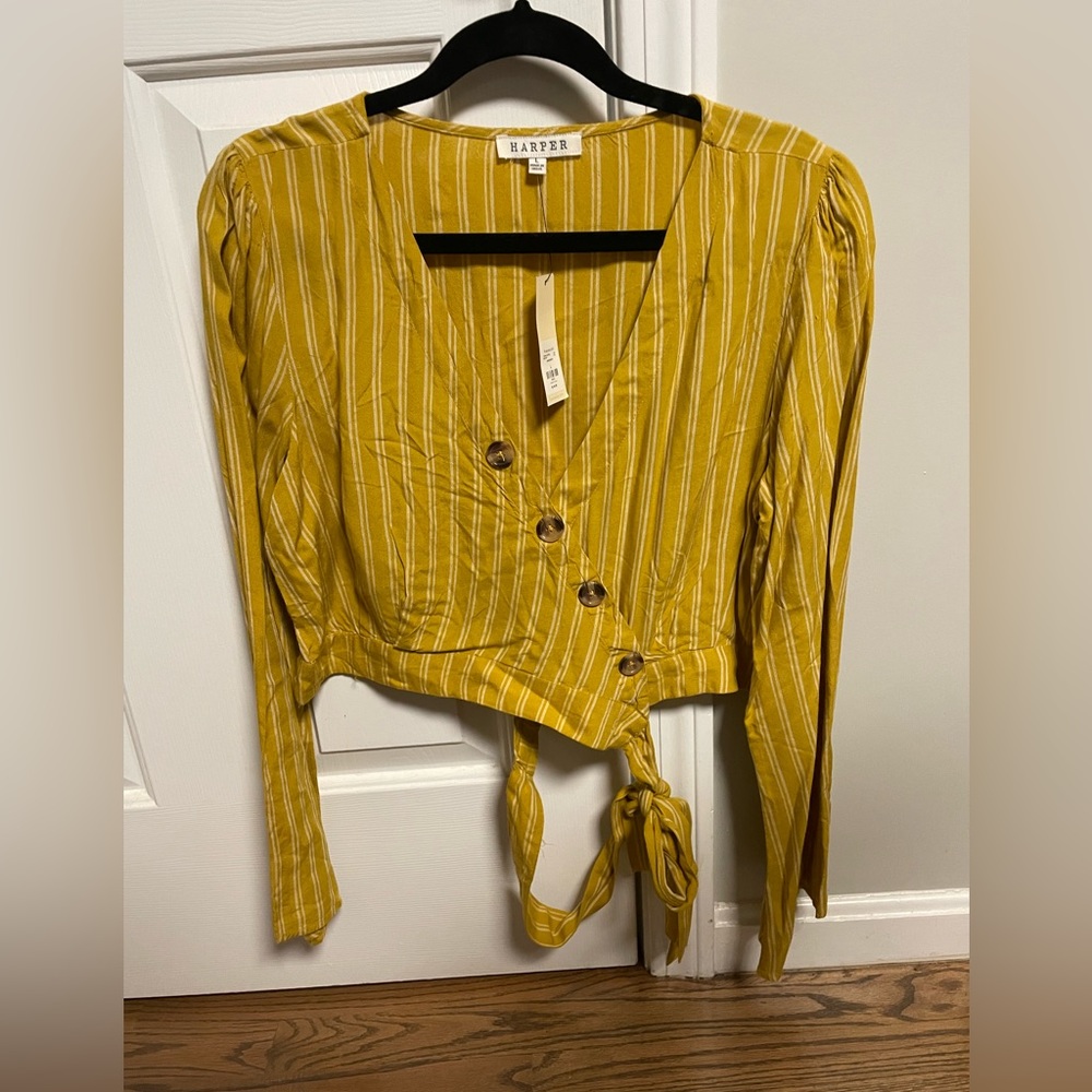 Francesca’s Button Front Cross Blouse